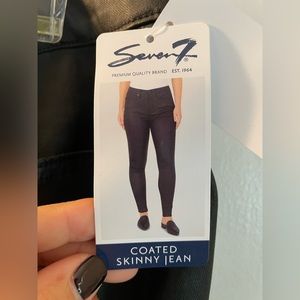 NWT Seven 7 coated skinny jean in black. Size 16.
